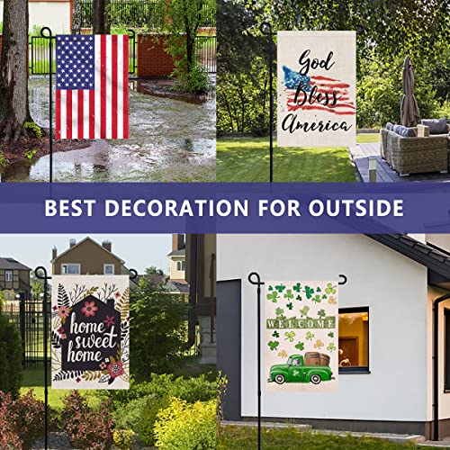 YEAHOME Garden Flag Stand Holder, Premium Yard Flag Holder Weather-Proof Metal Powder-Coated Flagpole for American Flag, Christmas Garden Flag, Outdoor Garden Decor Decoration