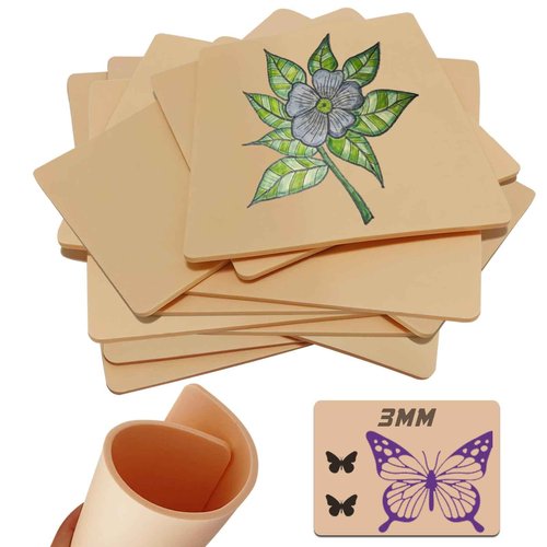 3MM Tattoo Fake Skin - Narkysus 15Pcs Tattoo Skin Practice 3mm Thick Blank Practice 7.4x5.6" Double Sides for Beginners and Artists Supplies