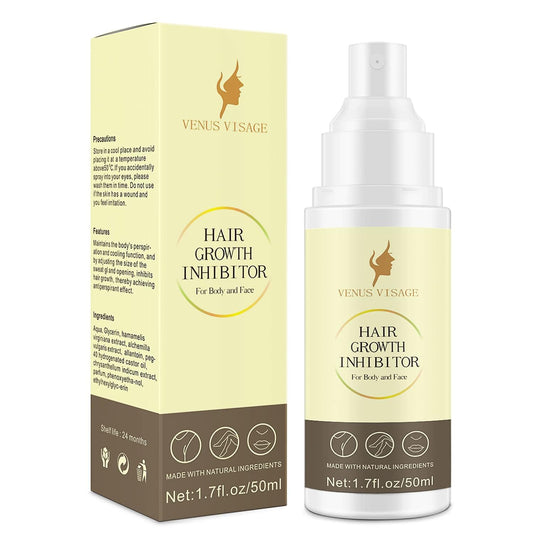Venus Visage Hair Inhibitor, Moisturizing Hair Inhibitor Permanent Spray, Soothing Hair Growth Inhibitor for Face, Underarms, Legs & More, After Wax Care for Women & Men (50 ml)