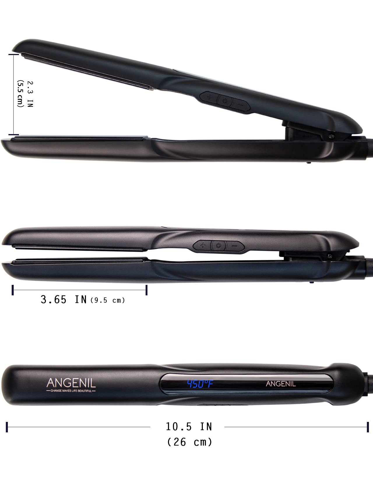 ANGENIL Ceramic Flat Iron Hair Straightener - 1inch Straightening and Curler 2 in 1,Professional Hair Iron Flat for Women Shinier&Smoother Hair,LCD Display,30s Fast Heating