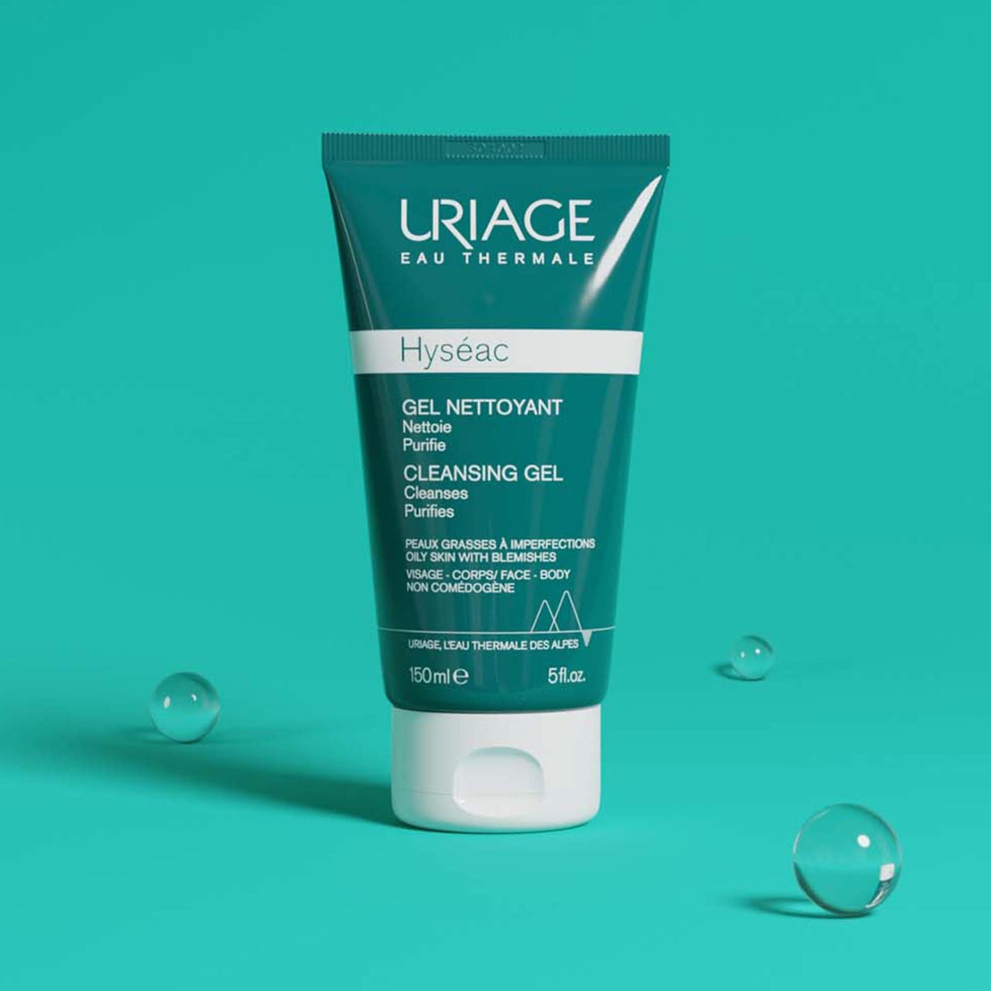 Uriage Hyseac Cleansing Gel | Gentle Face & Body Wash for Oily to Combination Skin Prone to Acne | Hydrating Cleansing Gel that Eliminates Impurities and Excess Sebum