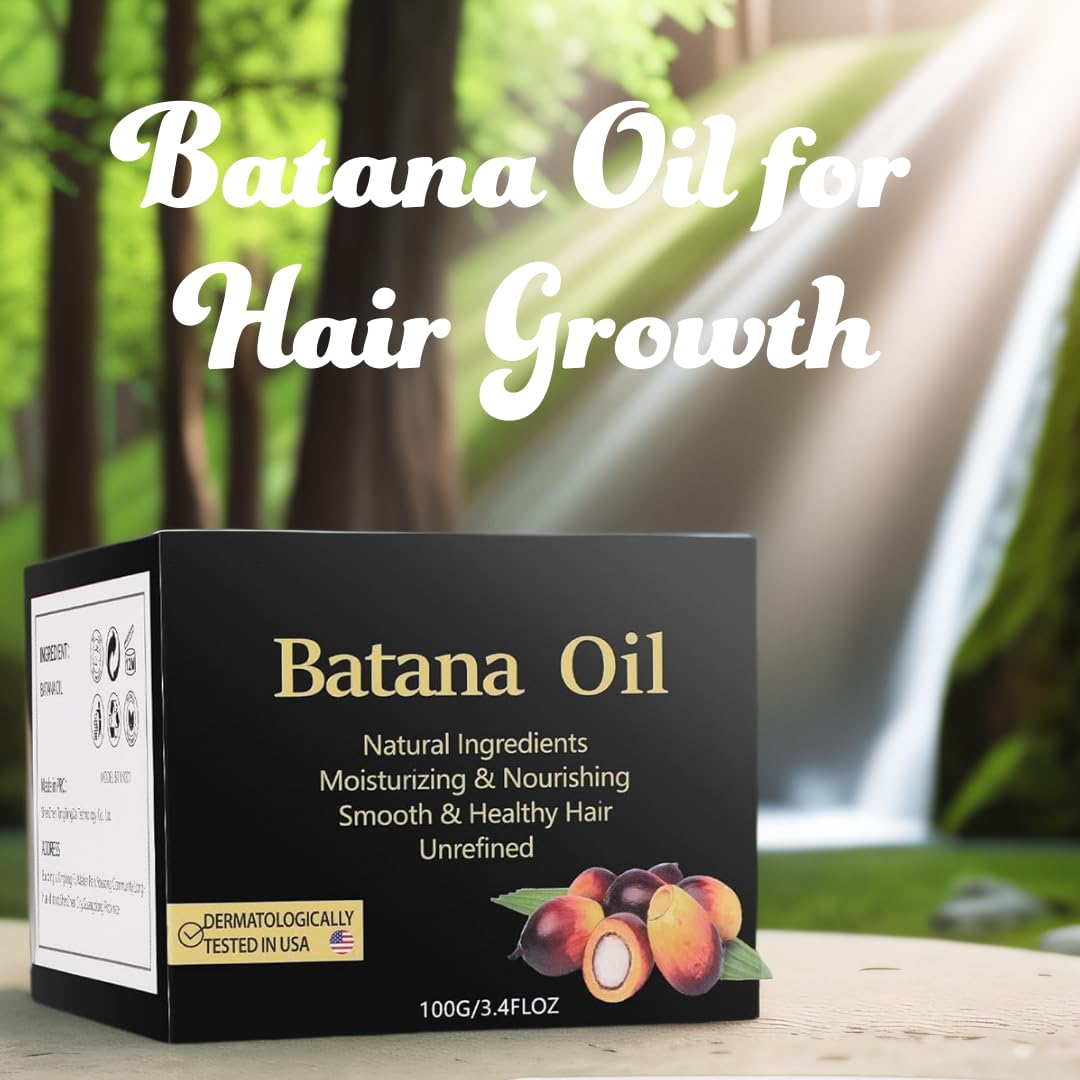 Raw Batana Oil for Hair Growth，100% Natural Hair Growth Oil Promotes Hair Thickness, Strengthening, Batana Prevents Hair Loss epairs damaged Hair Mask hair Scalp Care for Men & Women 3.4 OZ 100G