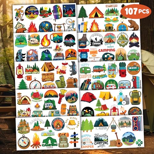 107 PCS Camping Temporary Tattoos for Kids | Party Favors