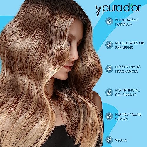 PURA D'OR Therapy Shampoo (16oz) Hydrates & Nourishes - Scalp Care Shampoo For Itchy Flaky Scalp w/ Tea Tree, Peppermint, Patchouli, Cedarwood, Clary Sage, Argan Oil (Packaging may vary)