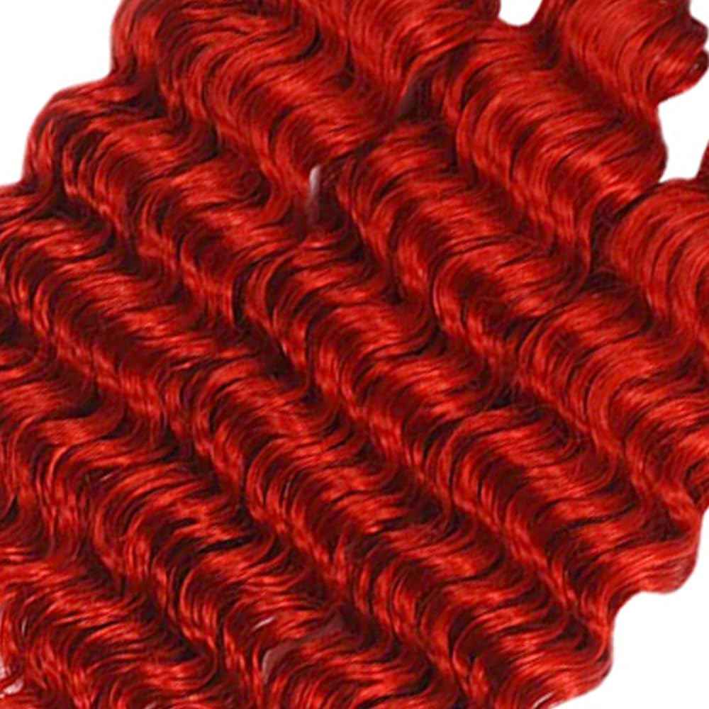 Red Bundles Human Hair Deep Wave Bundles 14 14 14 Inch Unprocessed Brazilian Virgin Remy Hair Wine Red 3 Bundle Burgundy Deep Wave Human Hair Extensions 50 Gram Per Bundle