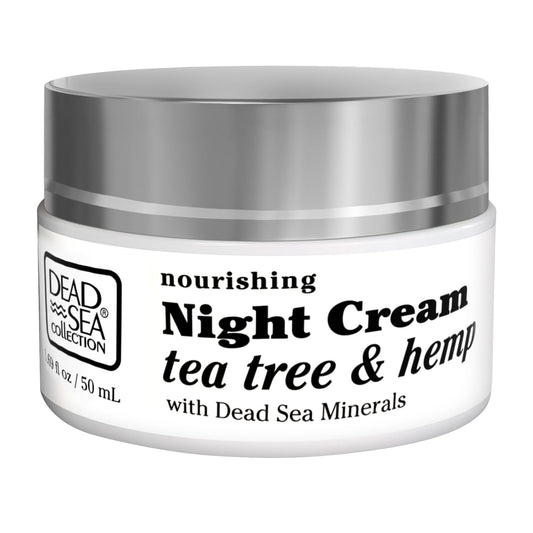 Dead Sea Collection Anti-Wrinkle Night Cream for Face with Hemp & Tea Tree and Sea Minerals - Nourishing and Moisturizer Face Cream (1.69 fl.oz)