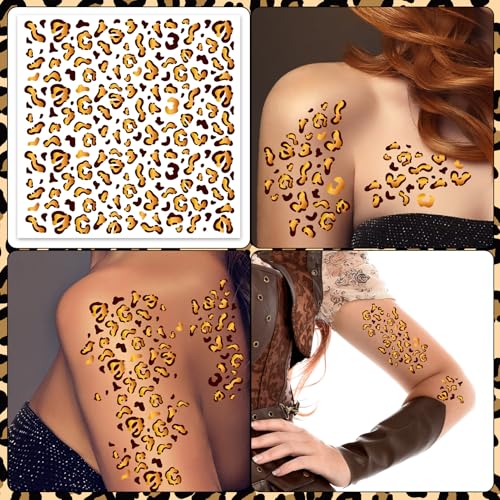 Leopard Print Face Temporary Tattoos - 4 Sheets Halloween Costume