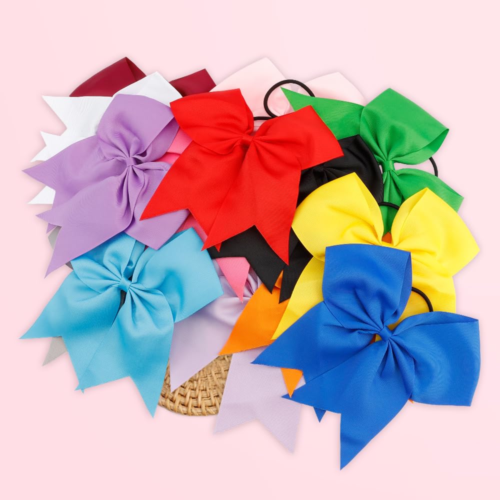 Hair Accessories for Girls and Women: White Big Cheer Bows, Ponytail Holders, Ribbons for Cheerleaders and Softball Players