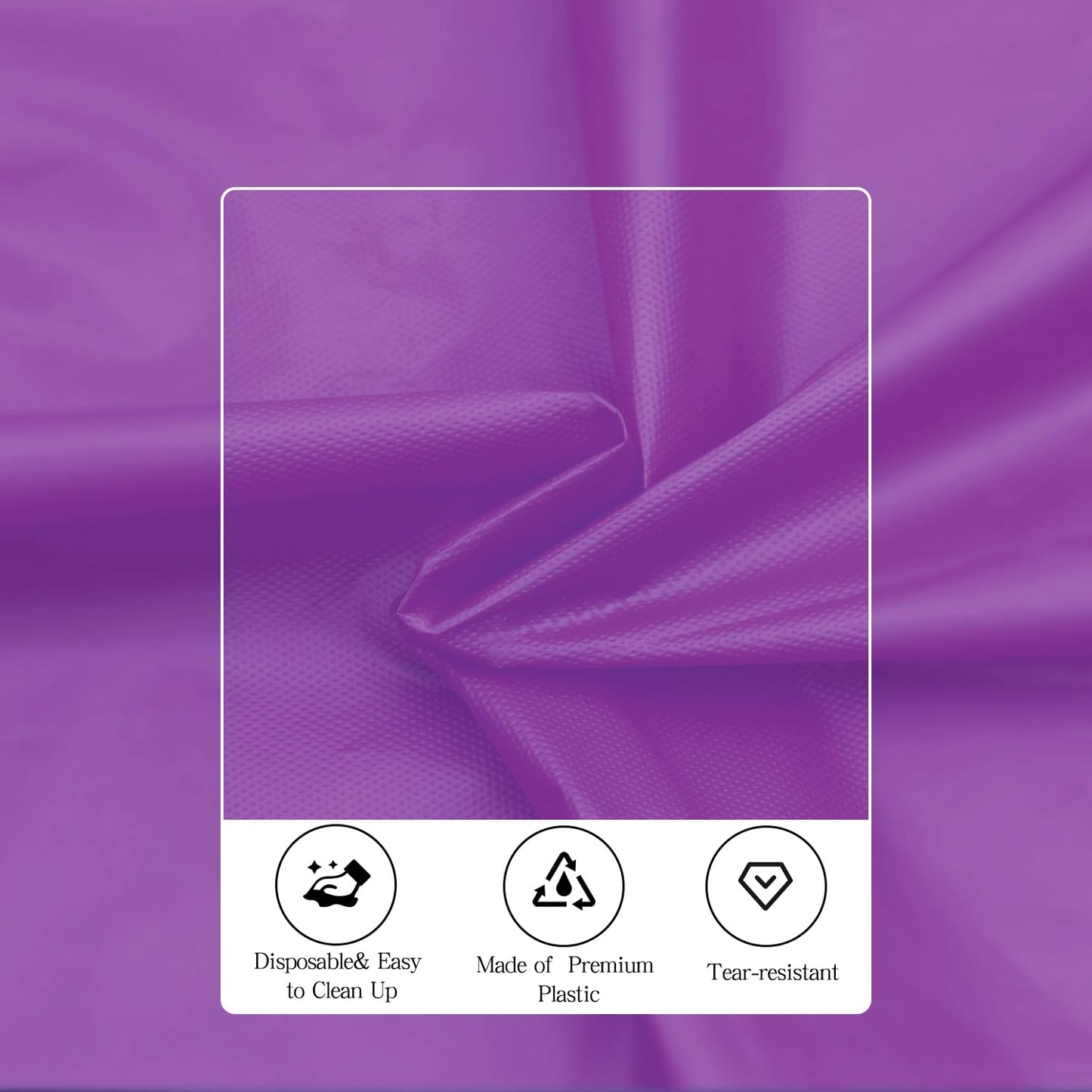 tujol Purple 6 Pack Plastic Table Cloth 84", Disposable Round Tablecloth Table Cover, Plastic Table Cloths for Parties