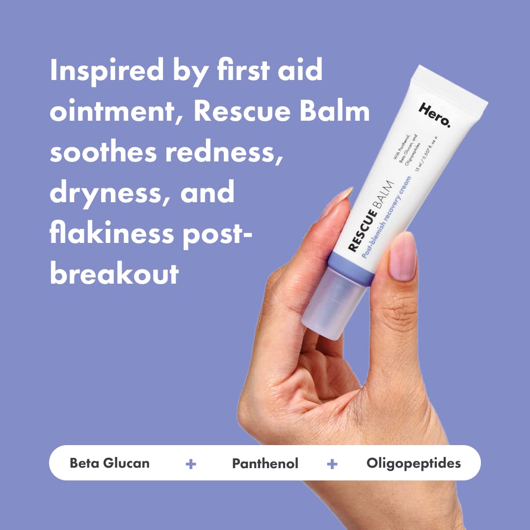 Hero Cosmetics Rescue Balm Post-Blemish Recovery Cream - Intensive Nourishing and Calming for Dry, Red-Looking Skin After a Blemish - Dermatologist Tested (50 ml, 1.69 fl. oz)