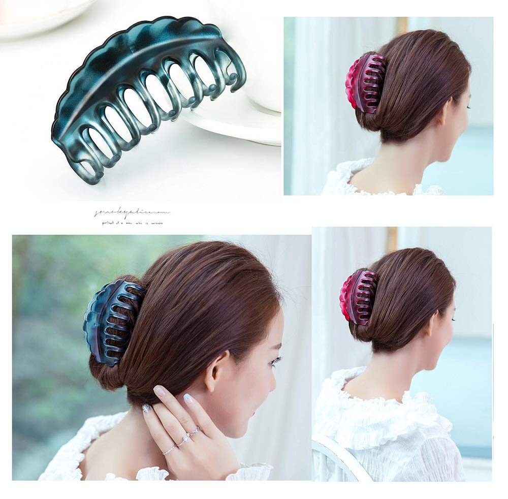 Rosette Hair Premium Chic Styling Hair Claw Clip, Strong Holding Power Hair Clips Clamps Indoor Outdoor Hair Grip Hairpins Hairgrip for Women and Girls Hair Barrettes For Thick Hair (Gray)