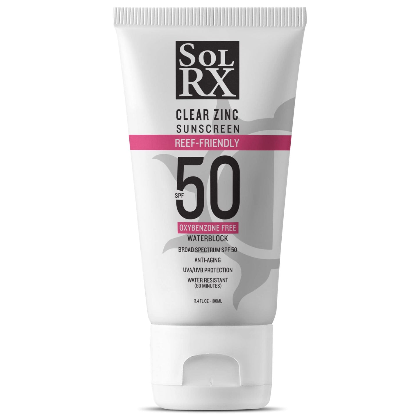 SolRX MINERAL+ SPF 50 Sunscreen - Zinc Oxide Sunscreen, Water Resistant Sunscreen, Reef Safe Sunscreen, Broad Spectrum Sunscreen for Face and Body