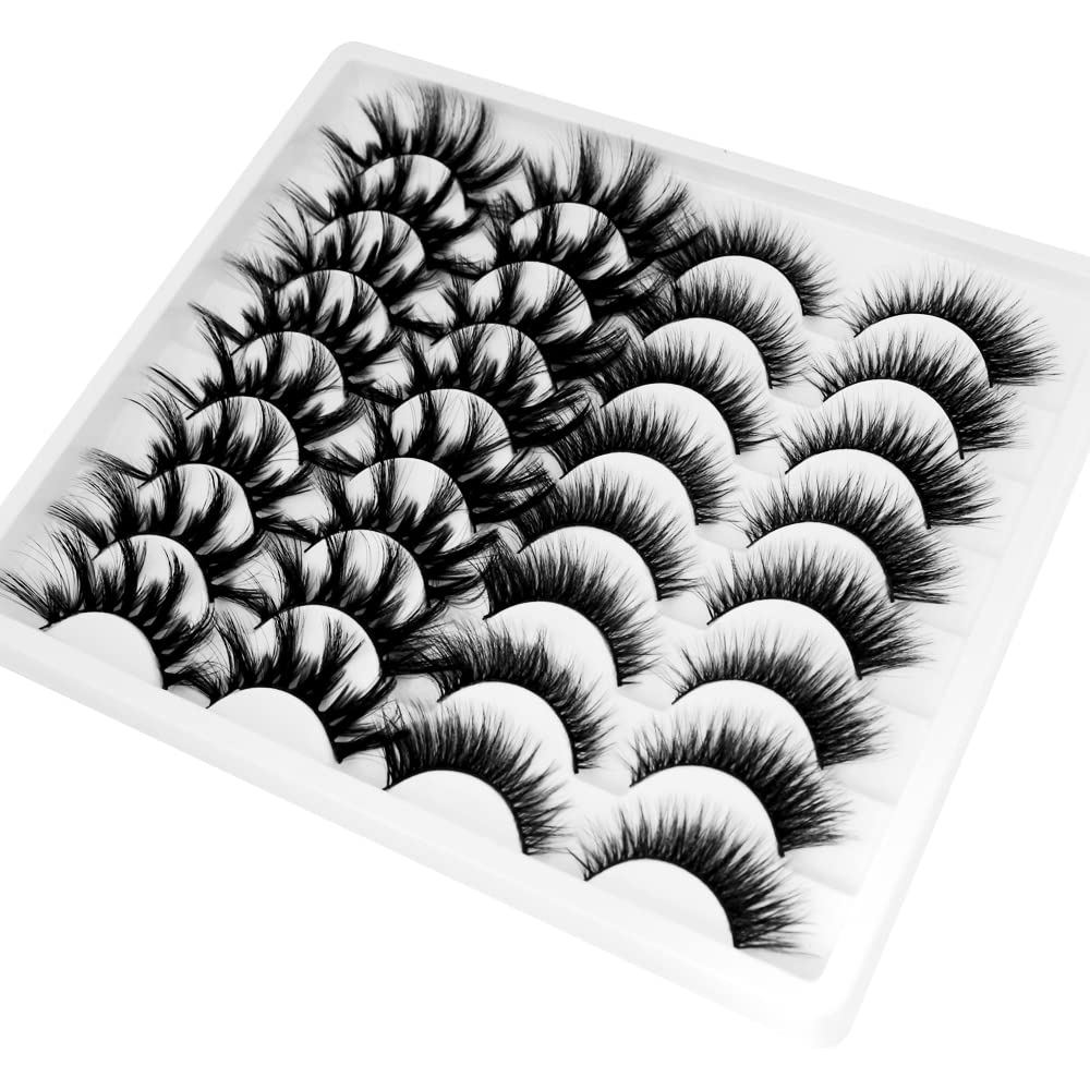 BlueSmurfs 16 Pairs Fales Eyelashes Bulk 3D Cat Eye False Lashes Fluffy Dramatic Eye Lashes Christmas Fake Eyelashes Volume Pack (2 Styles)