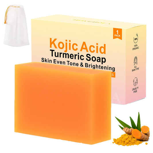 HOYEHOLA Kojic Acid Turmeric Soap Bar - Dark Spot Remover for Face Even Skin Tone, Moisturizing & Nourishing Natural Ingredients