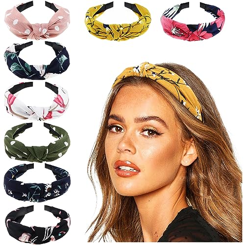 DRESHOW 8 Pack Knotted Wide Turban Headbands for Women