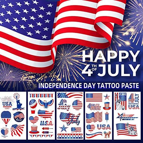 90pcs Patriotic Temporary Tattoos - Red White Blue 4th of July