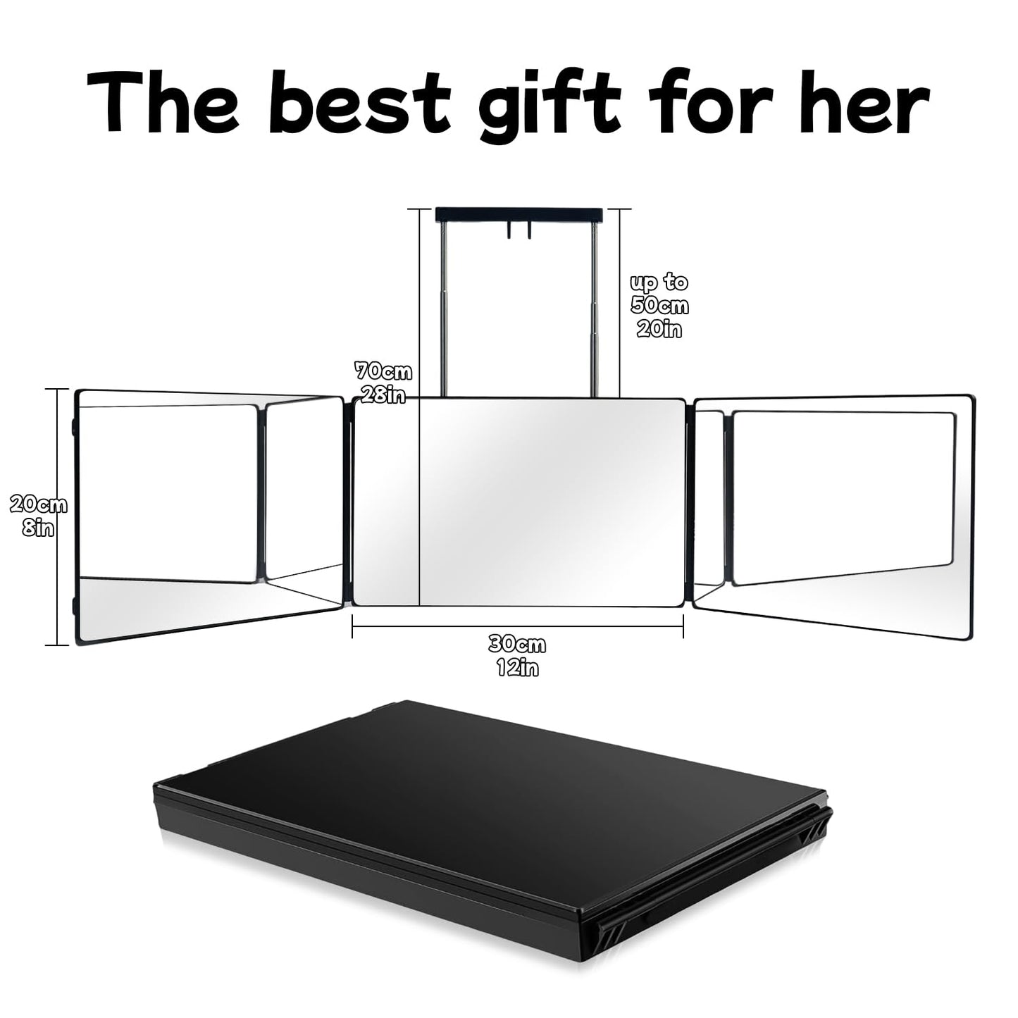 360 Self Hair Cutting Mirror – Premium HD Glass, Matte Anti-Fingerprint Finish, Anti-Fog, Adjustable & Portable Barber Mirror for Home & Travel