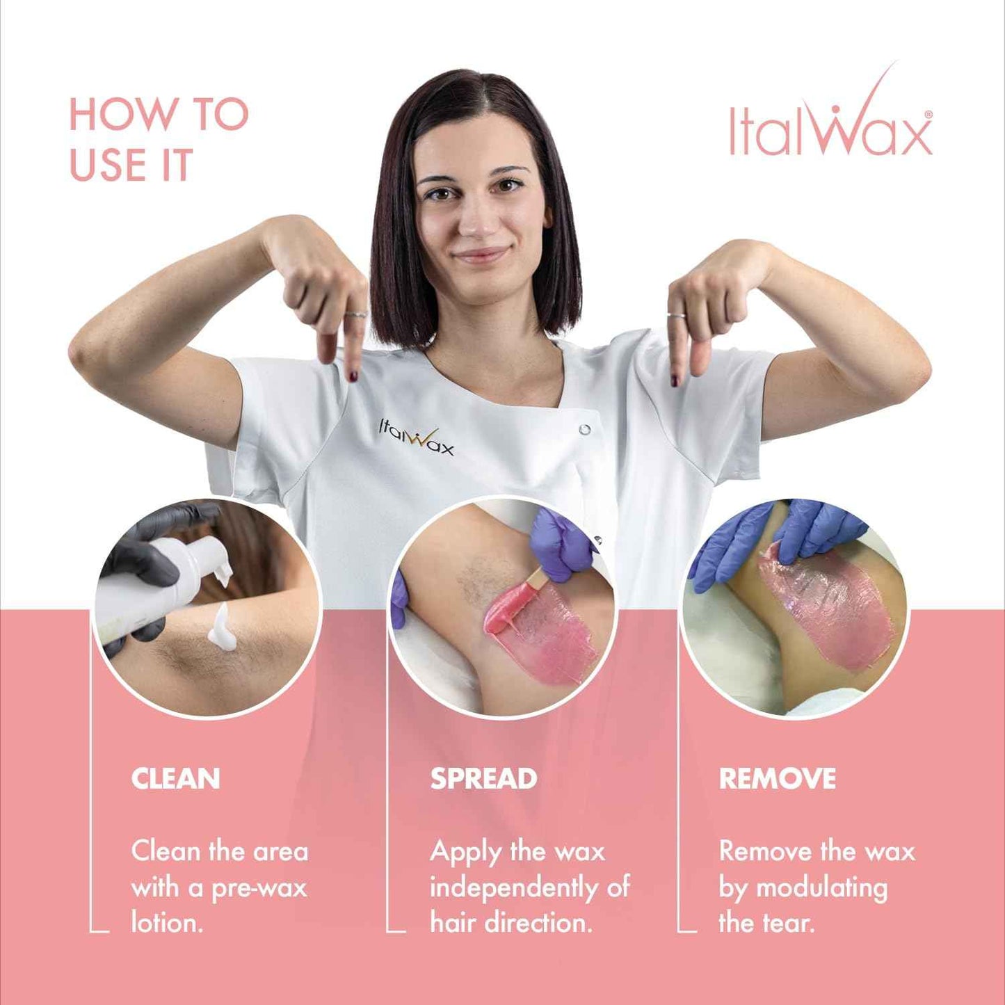 Italwax Top Line Pink Pearl - 750g / 1.65lb - Hard wax beads for hair removal - Unscented - Synthetic formulation ideal for sensitive skins - Recommended for Bikini area and Armpits