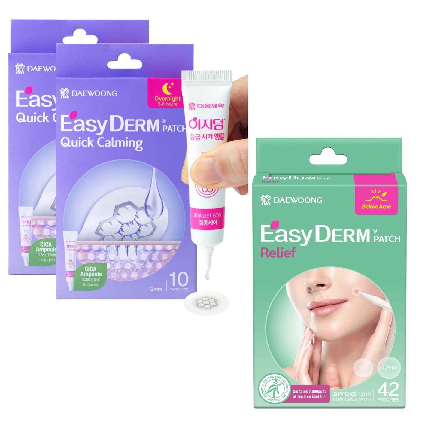 EasyDerm Quick Calming Patches(20 Patches) and Relief Invisible Patch(42 counts)