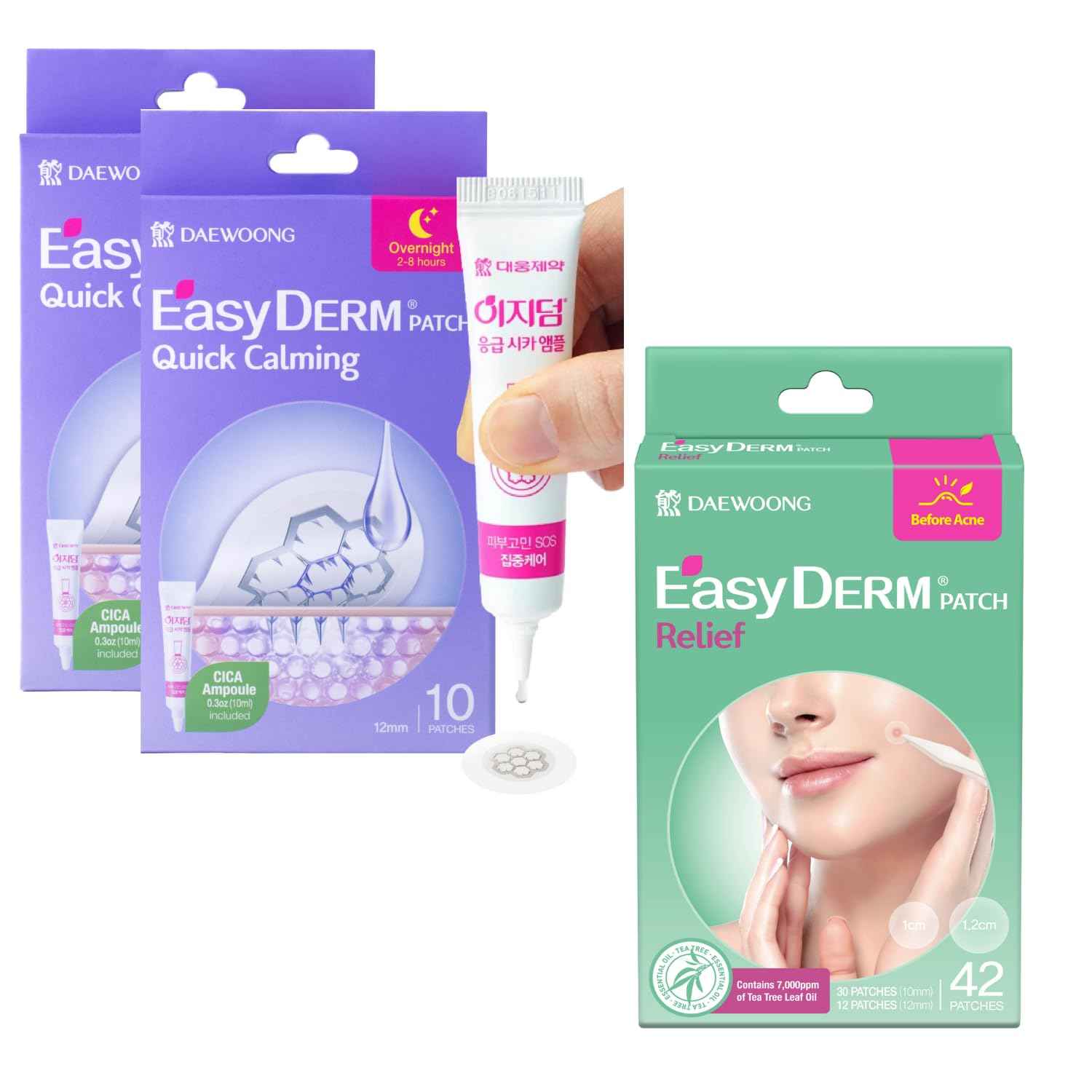 EasyDerm Quick Calming Patches(20 Patches) and Relief Invisible Patch(42 counts)