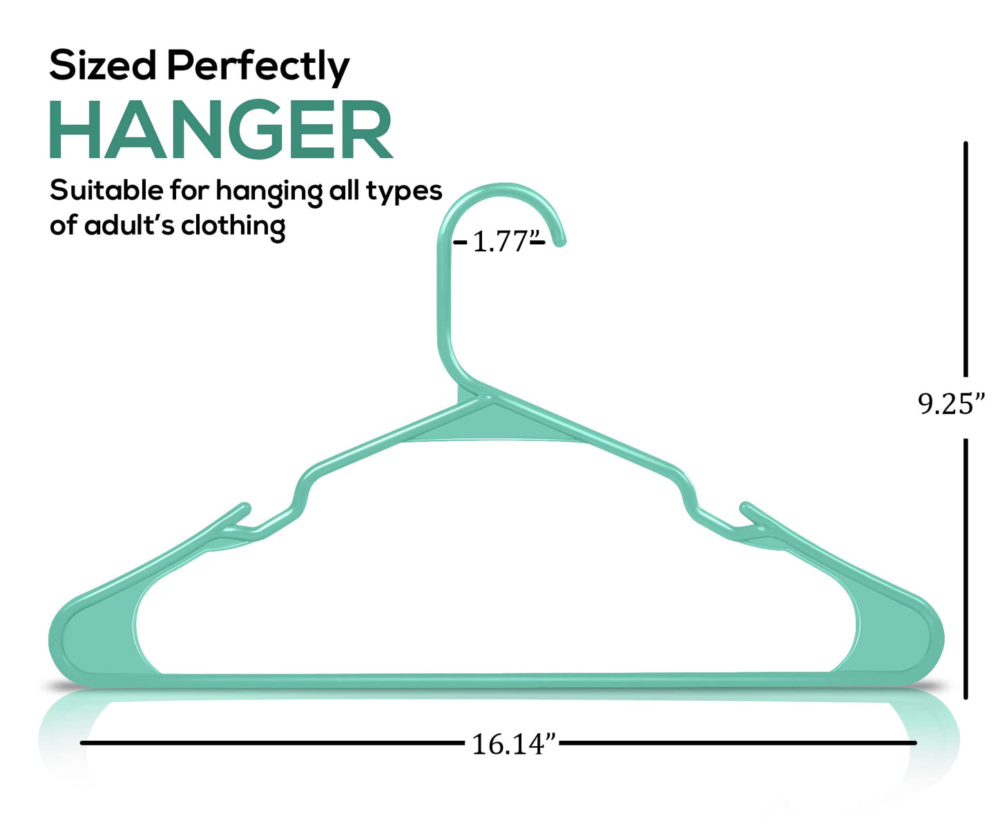 Utopia Home Clothes Hangers 150 Pack - Plastic Hangers Space Saving - Durable Coat Hanger with Shoulder Grooves (Aqua)