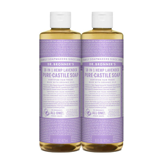 Dr. Bronner's - Pure-Castile Liquid Soap (Lavender, 16 ounce, 2-Pack) - Made with Organic Oils