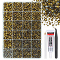 Amber Brown Resin Rhinestones with Glue Kit for Tumblers & Crafts, Flatbacks 2-6mm