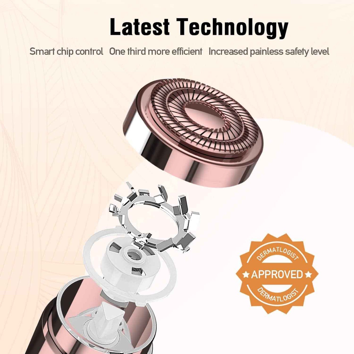 Facial Hair Removal for Women, Electric Painless Rechargeable Facial Hair Remover for Face, Lip, Chin with 2 Replacement Heads