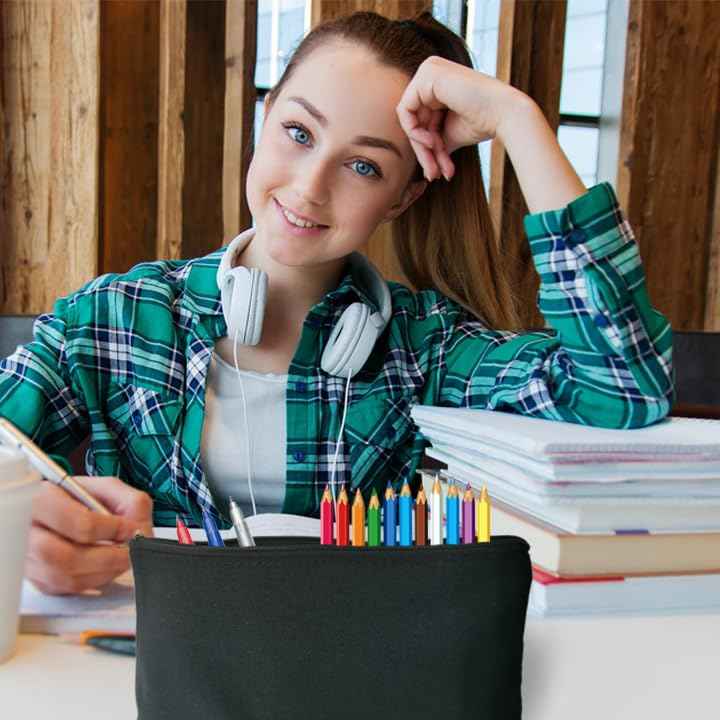 Koolmox 20 Makeup Bags in Bulk, 9x7 Large Plain Black Canvas Pouch with Zipper, Cotton Cosmetic Bags Wholesale for Painting, Heat Transfer Printing, Crafting, Drawing Decoration, Pen Case