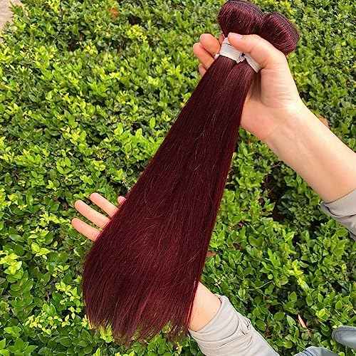 REMY Red Human Hair Bundles 99j Bundles Straight Hair 20 Inch 1 Bundle Unprocessed Brazilian Virgin Hair Human Hair Bundles for Black Women