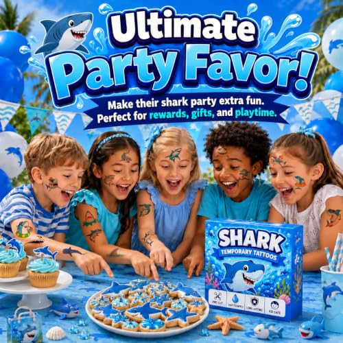 120 PCS Shark Temporary Tattoos for Kids | Pre-Cut