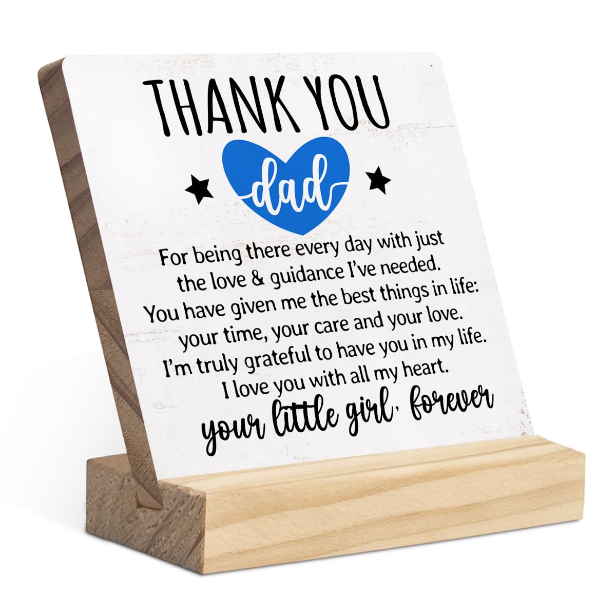 EIONEY Dad Gifts from Daughter Son,Thank You Gifts for Dad,Wood Plaque Sign with Wooden Stand,Father's Day Birthday Gift for Dad,Father Gifts for Living Room Bedroom Shelf Tabletop Decorations