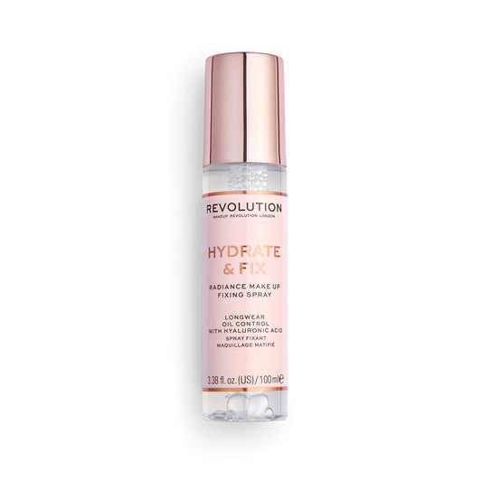 Makeup Revolution Hydrate & Fix Fixing Spray, Infused with Hyaluronic Acid, Matte Finish, Vegan & Cruelty-Free, 3.38 Fl Oz