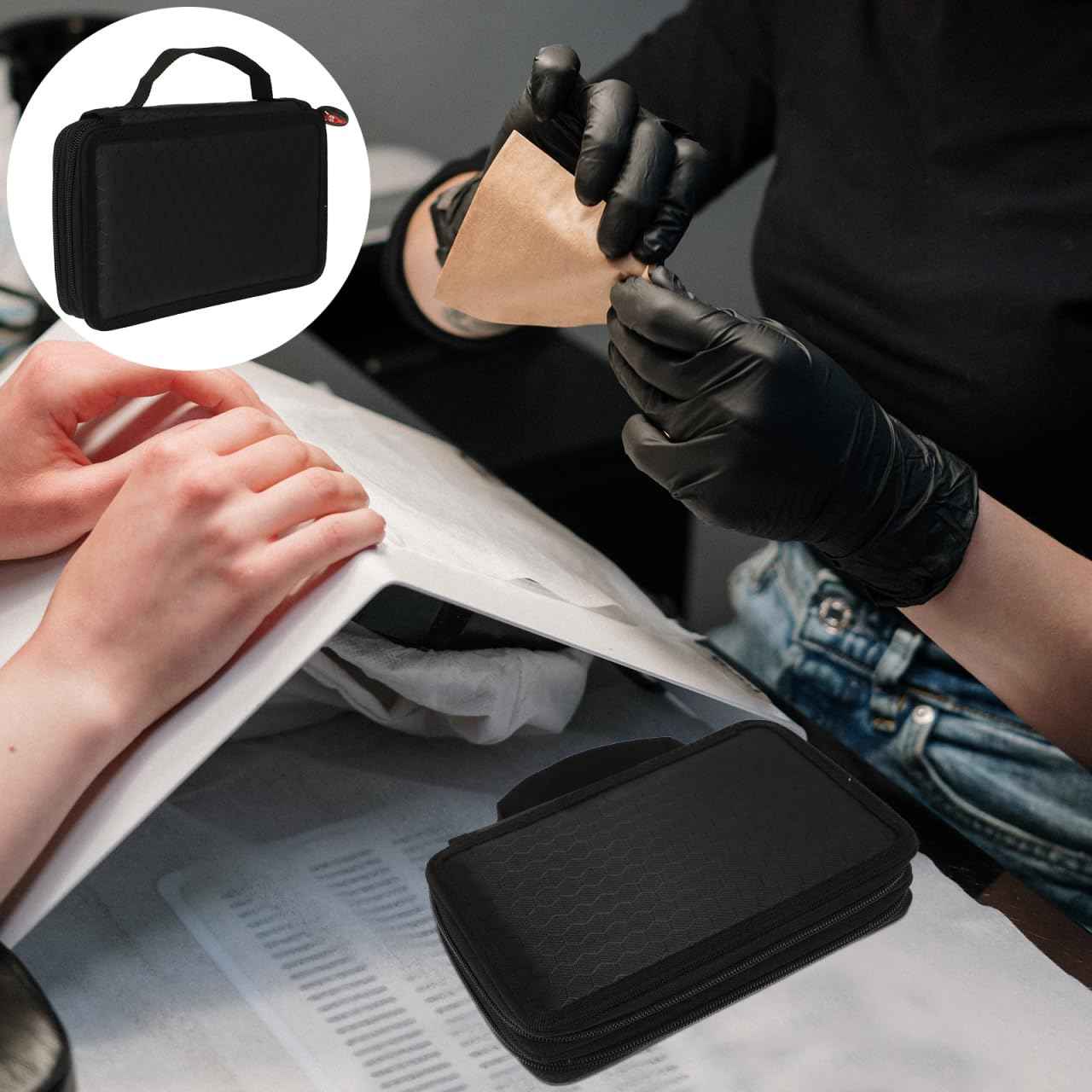 DOITOOL Nail Kit Travel Nail Polish Organizer Makeup Organizer Case Art Brush Case Manicure Tool Makeup Brush Holder Travel Cosmetic Storage Bag Fabric Japanese-style Tool Holder