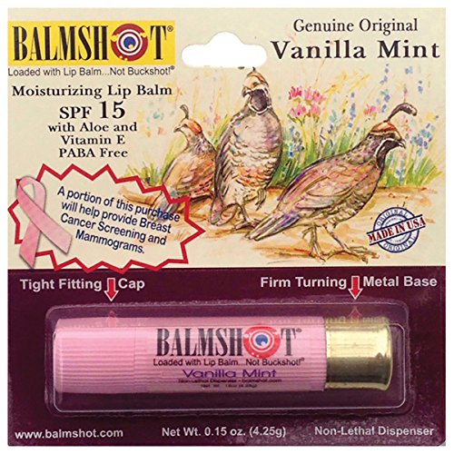 Balmshot Moisturizing Beeswax Lip Balm Pink (Vanilla Mint) - SPF15, with Aloe & Vitamin E, PABA Free, Made in USA