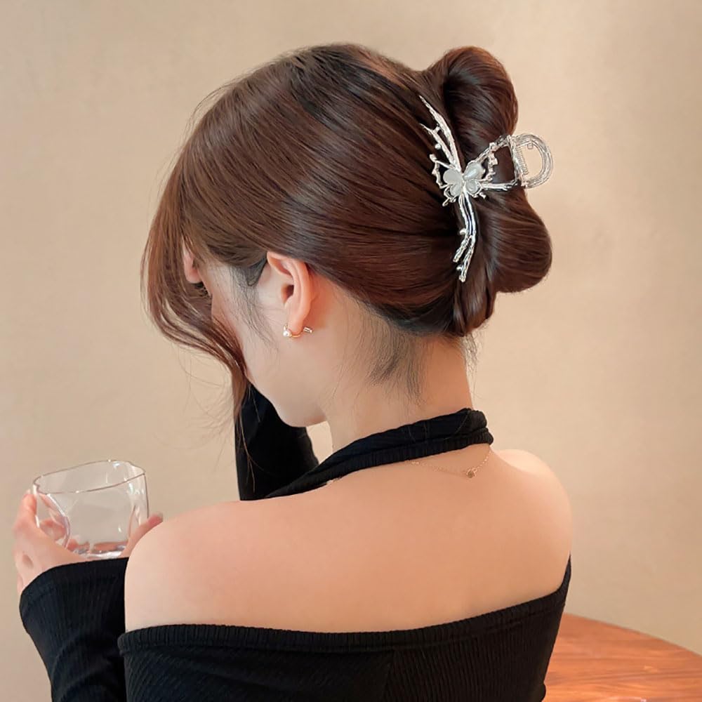 Sliver Butterfly Hair Clips - 4 Inch Metal Hair Claw Clips, Perfect Big Jaw Hair Clamps For Women And Lady,Strong Hold, Fashion Styling Accessories For Women Girls