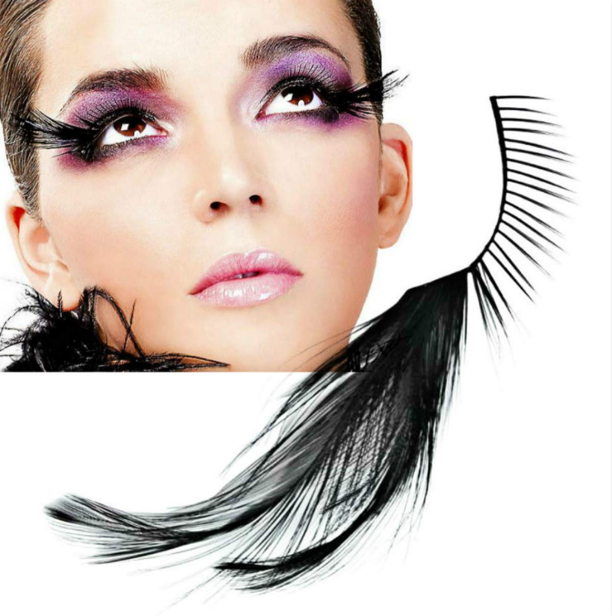 Dorisue halloween Feather Eyelashes witch makeup Cat eyes Black tail Lashes extension wedding Show Halloween Cosplay Wedding false lashes drama theatre model Hand-made Luxury Fashion Fake Lashes