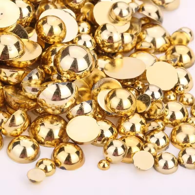 1000PCS Flatback Half Round Pearl Gems Mixed Sizes 3-10mm