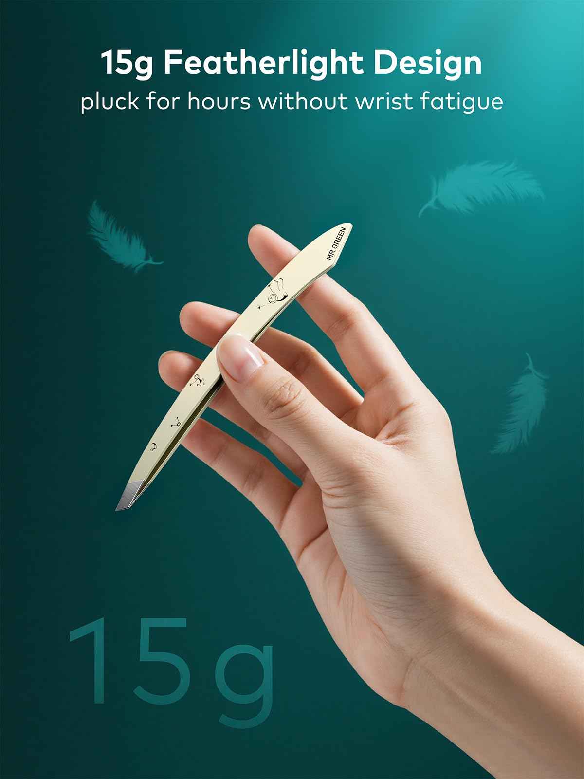 MR.GREEN Tweezers For Women Facial Hair, Professional Precision Eyebrow Tweezers for Women and Men, Stainless Steel Slanted Cute Hair Removal Plucker