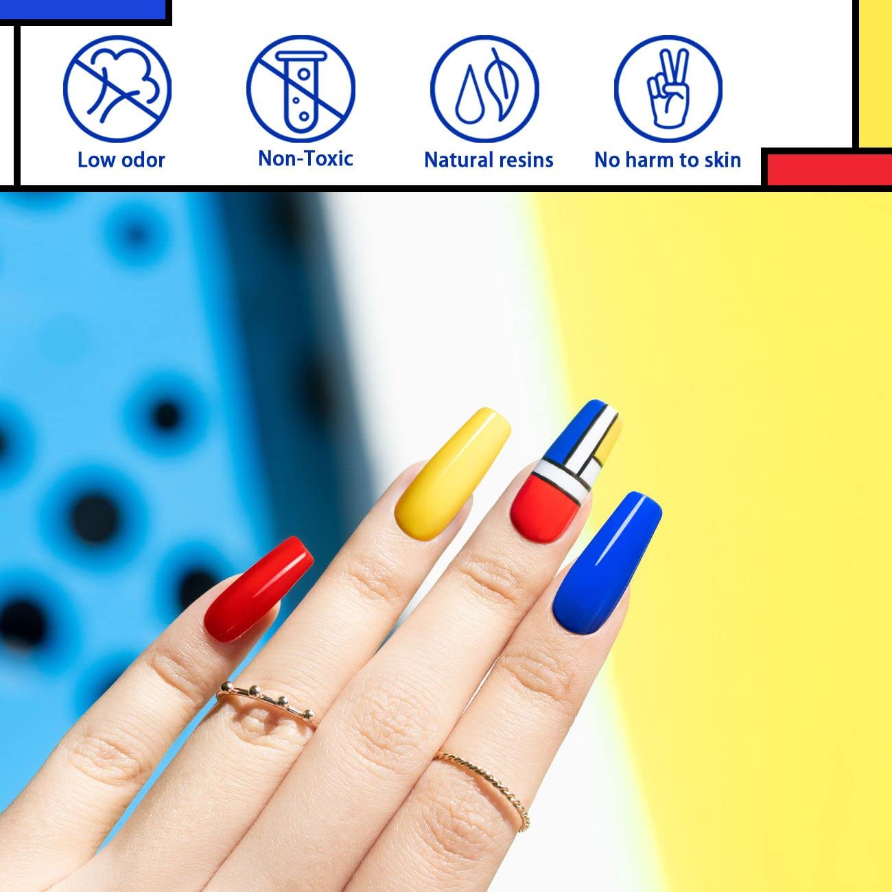 RARJSM Nail Art Gel Liner 12 Colors Painting Nail Gel Polish Set Red Yellow Blue Primary Color Collection Purple Glitter Silver Champagne Gold Drawing Gel Nail Polishes Nail Design