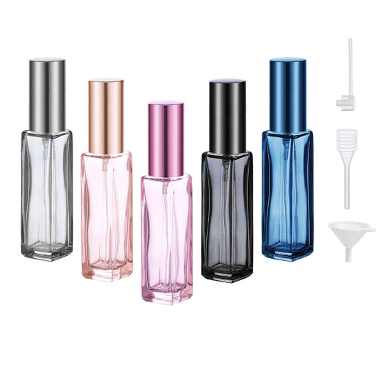ILZAR 5 PCS Travel Perfume Bottle Refillable, 10ml Empty Mini Perfume Bottle Leakproof Perfume Atomizer Set for Travel, Cologne Bottle Portable Perfume Atomizer Refillable for Women and Men