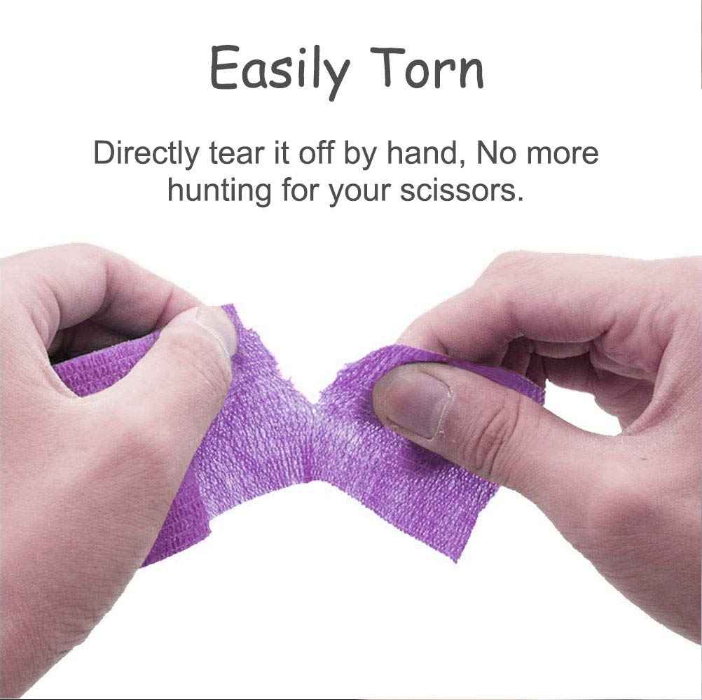 VideoPUP 24PCS Tattoo Grip Cover Wrap,Phosphor Pink&Purple Disposable Cohesive Tattoo Grip Cover Elastic Bandage Handle Grip Tube for Tattoo Machine Tattoo Grip Accessories