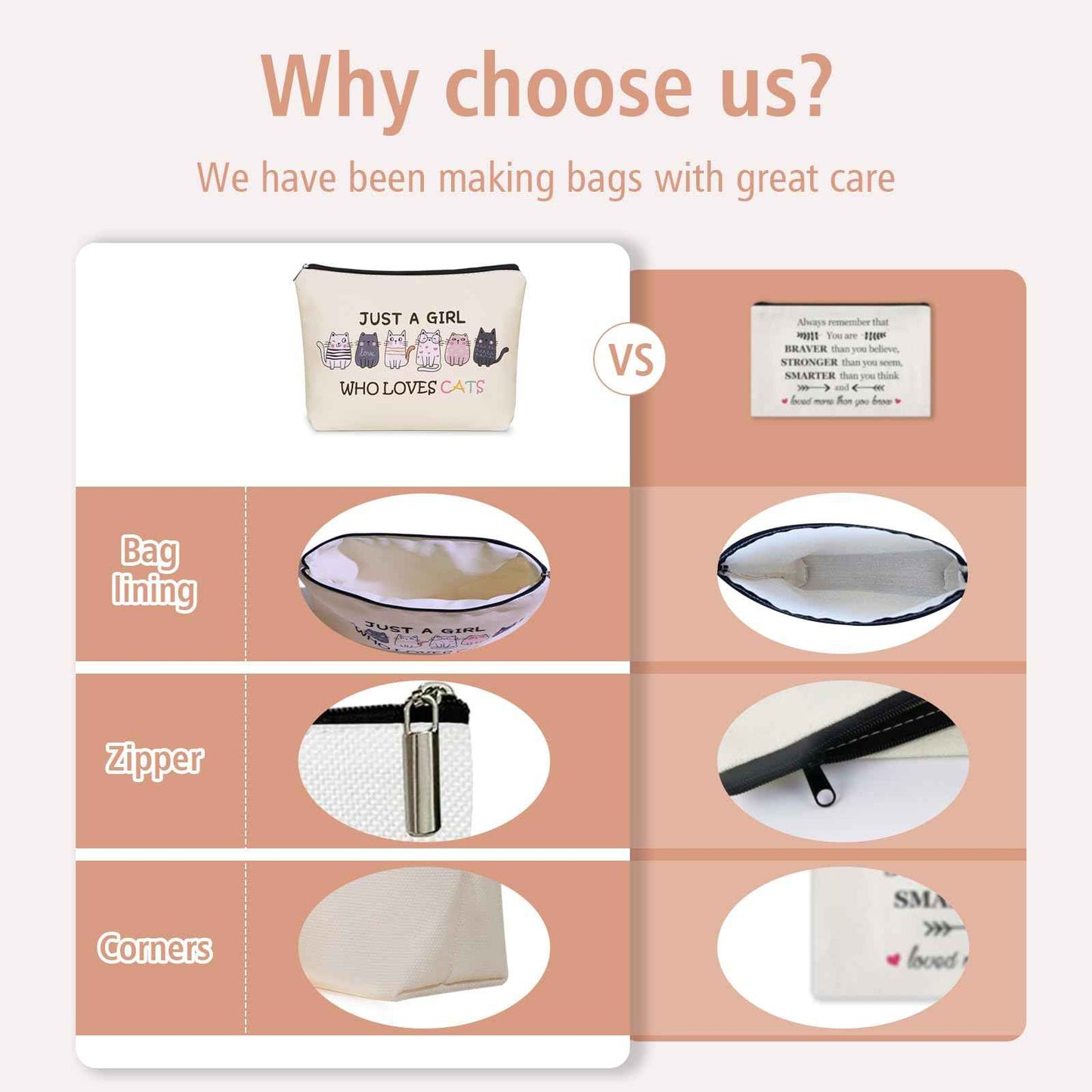 Girlly Cat Makeup Bag For Cat Lover Christmas Gift: Cute Cosmetic Bag & Toiletry Pouch Just A Girl Who Love Cats Themd For Mom, Daughters, Friends,Teen Girl & Women.Ideal Gifts For Travel, Birthdays.