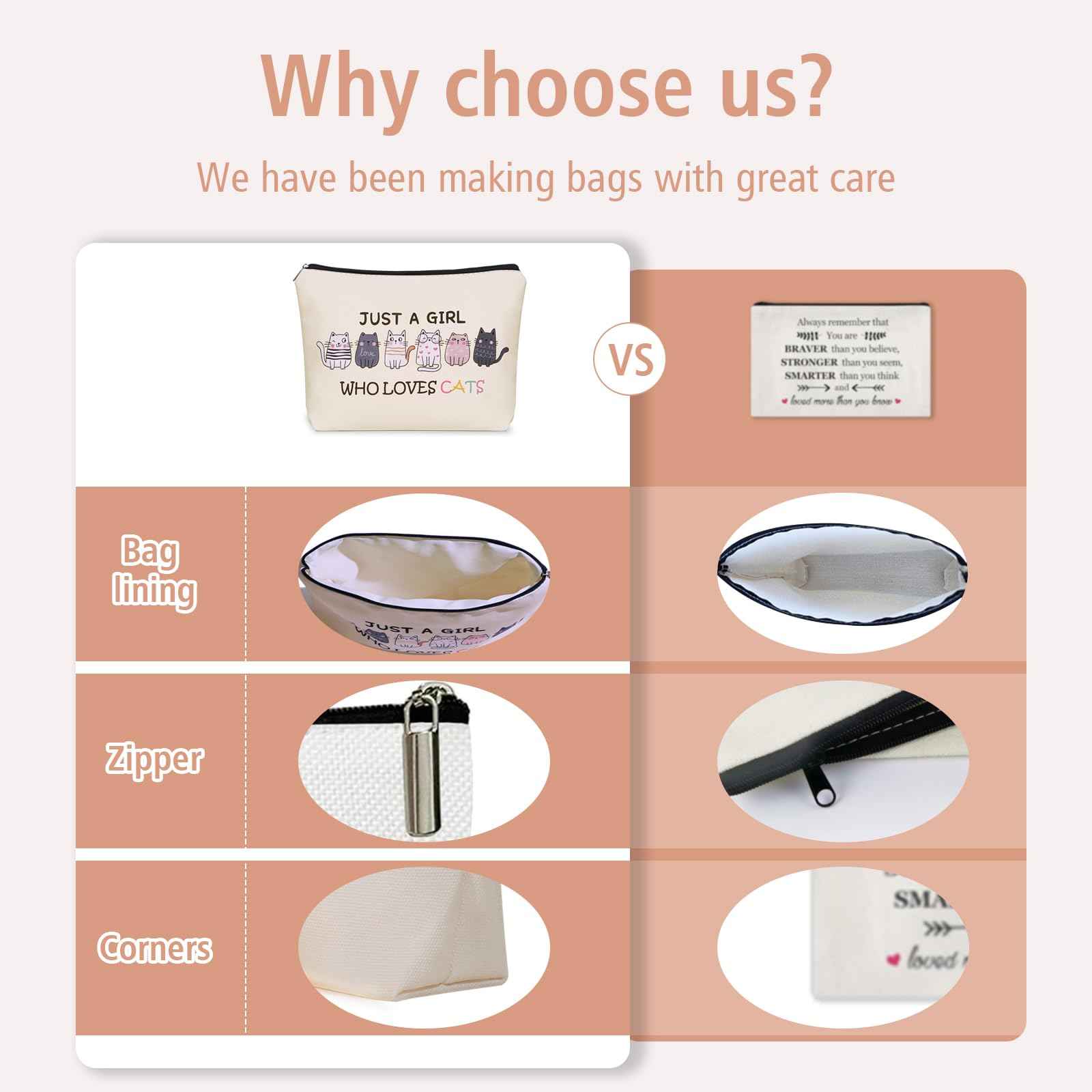 Girlly Cat Makeup Bag For Cat Lover Christmas Gift: Cute Cosmetic Bag & Toiletry Pouch Just A Girl Who Love Cats Themd For Mom, Daughters, Friends,Teen Girl & Women.Ideal Gifts For Travel, Birthdays.