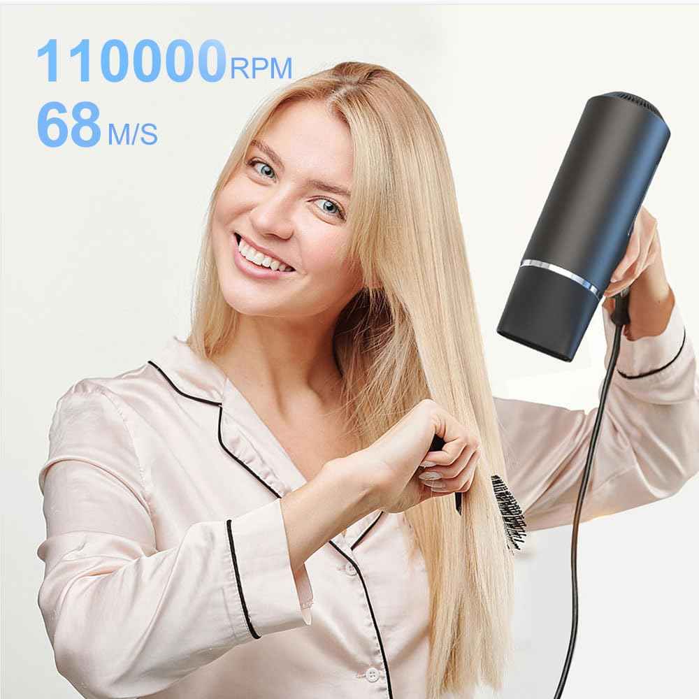 CONCARE Hair Dryer, Fast Drying Blow Dryer with Magnetic Nozzle,110,000RPM Brushless Motor, High Speed Low Noise, Ionic No Heat Damage, for Travel, Home, Gift (Gray)