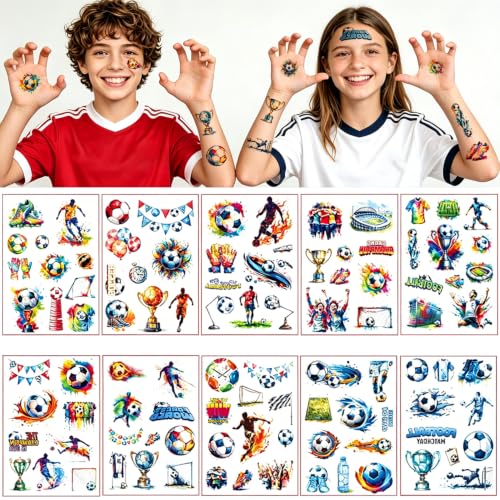 Soccer Temporary Tattoos - 12 Sheets Football Party Favors