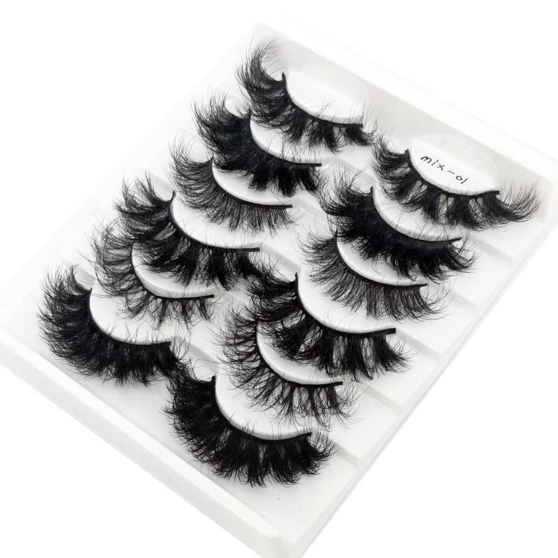 6 Pairs Cat-Eye Fluffy False Eyelashes - 8D Wispy Mink Lashes