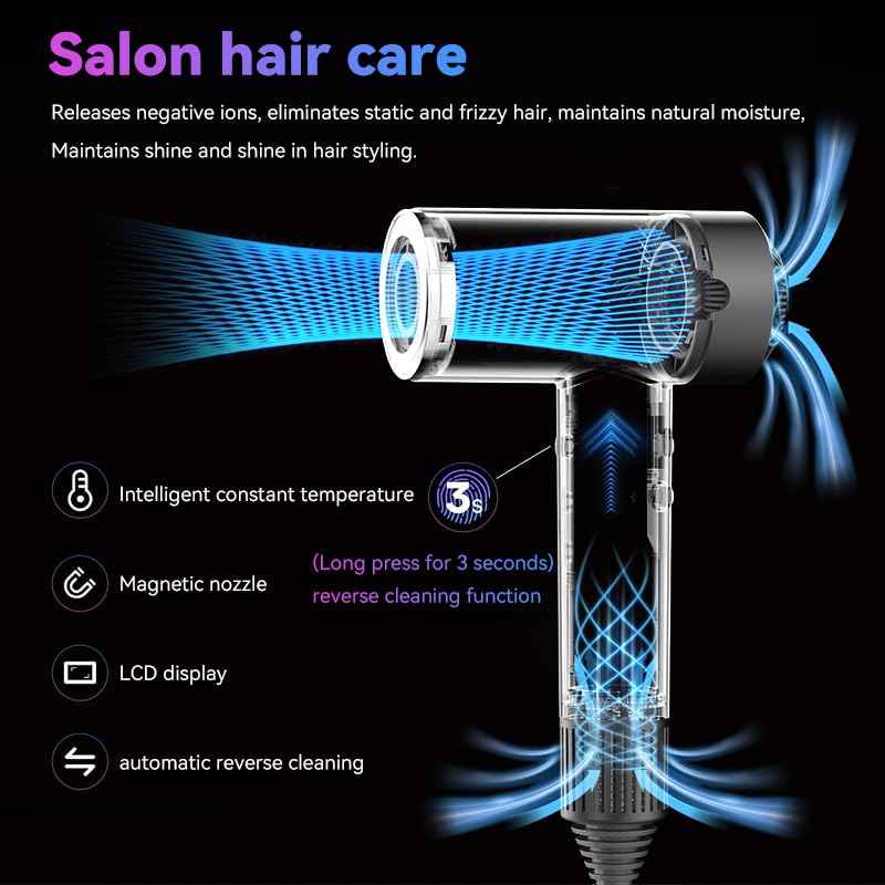 CONCARE Hair Dryer, Fast Drying Blow Dryer with Magnetic Nozzle,110,000RPM Brushless Motor, High Speed Low Noise, Ionic No Heat Damage, for Travel, Home, Gift (Gray)