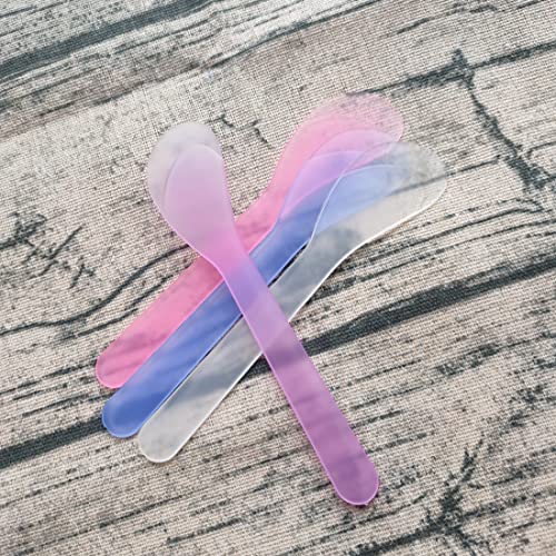 Jilukibo 100 Pcs Plastic Cosmetic Mask Mixing Spoon Spatulas, Multicolor 5 Inch Face Mask Spoon for Cream Facial Skin Care Spoon