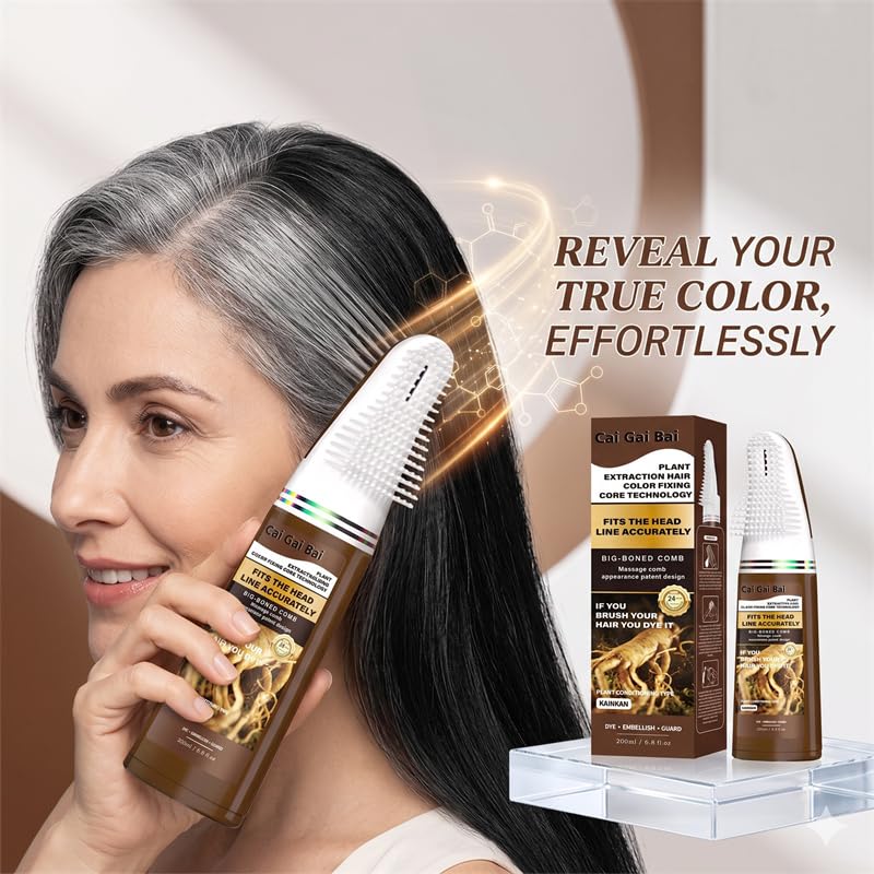 Black Semi-Permanent Hair Dye Comb Applicator Natural Plant Extracts No-Mix Ammonia-Free Grey Coverage